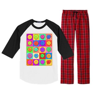 Funny Retro Trippy Smiley Pop Art Poster Raglan Sleeve Pajama Set