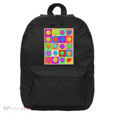 Funny Retro Trippy Smiley Pop Art Poster 16 in Basic Backpack