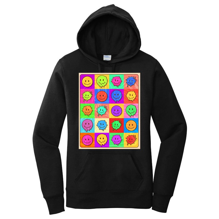 Funny Retro Trippy Smiley Pop Art Poster Women's Pullover Hoodie