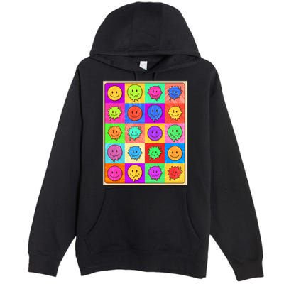 Funny Retro Trippy Smiley Pop Art Poster Premium Pullover Hoodie
