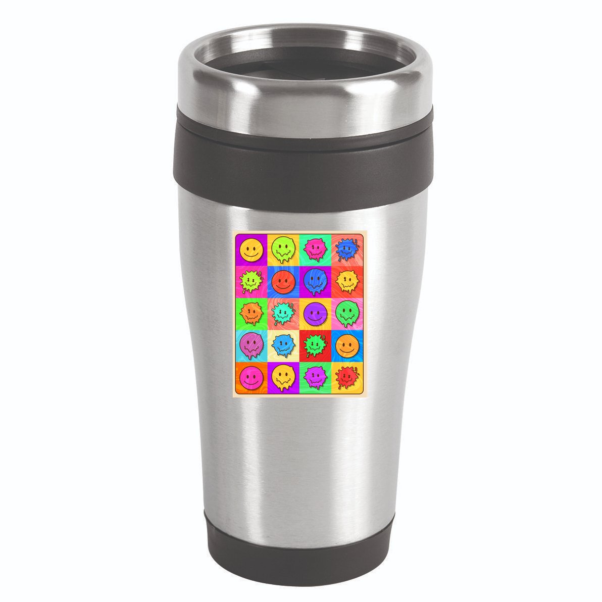 Funny Retro Trippy Smiley Pop Art Poster 16oz Travel Tumbler