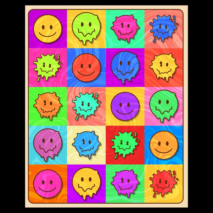 Funny Retro Trippy Smiley Pop Art Poster Youth Performance Sprint T-Shirt