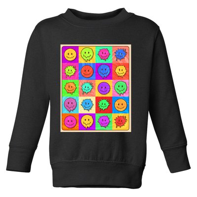 Funny Retro Trippy Smiley Pop Art Poster Toddler Sweatshirt