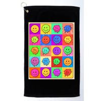Funny Retro Trippy Smiley Pop Art Poster Golf Towel