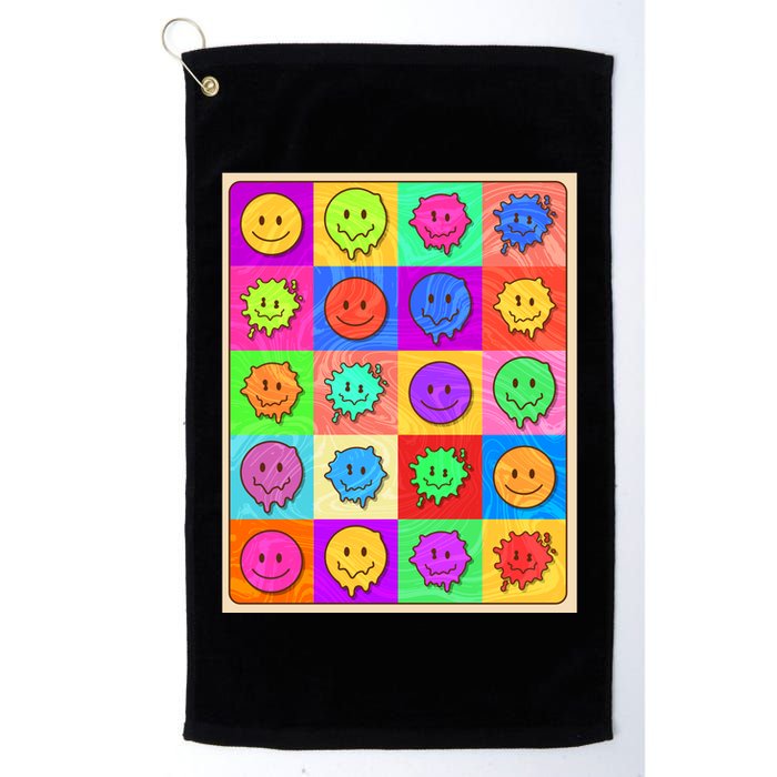 Funny Retro Trippy Smiley Pop Art Poster Golf Towel