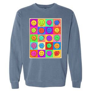 Funny Retro Trippy Smiley Pop Art Poster Garment-Dyed Sweatshirt