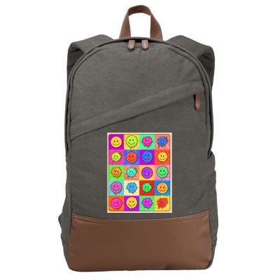 Funny Retro Trippy Smiley Pop Art Poster Cotton Canvas Backpack