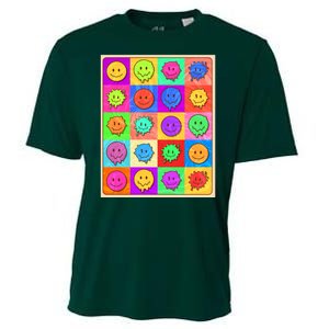 Funny Retro Trippy Smiley Pop Art Poster Cooling Performance Crew T-Shirt