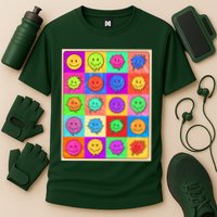 Funny Retro Trippy Smiley Pop Art Poster Cooling Performance Crew T-Shirt