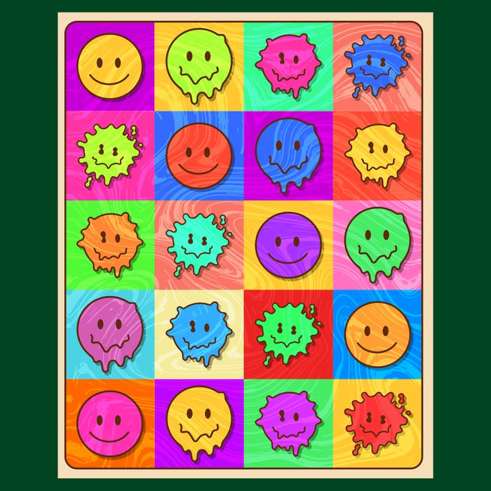 Funny Retro Trippy Smiley Pop Art Poster Cooling Performance Crew T-Shirt