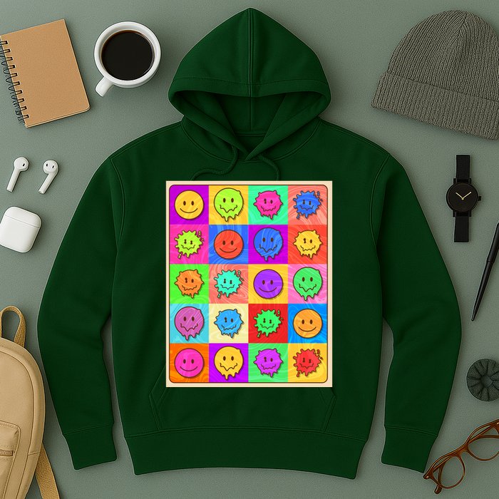 Funny Retro Trippy Smiley Pop Art Poster Hoodie