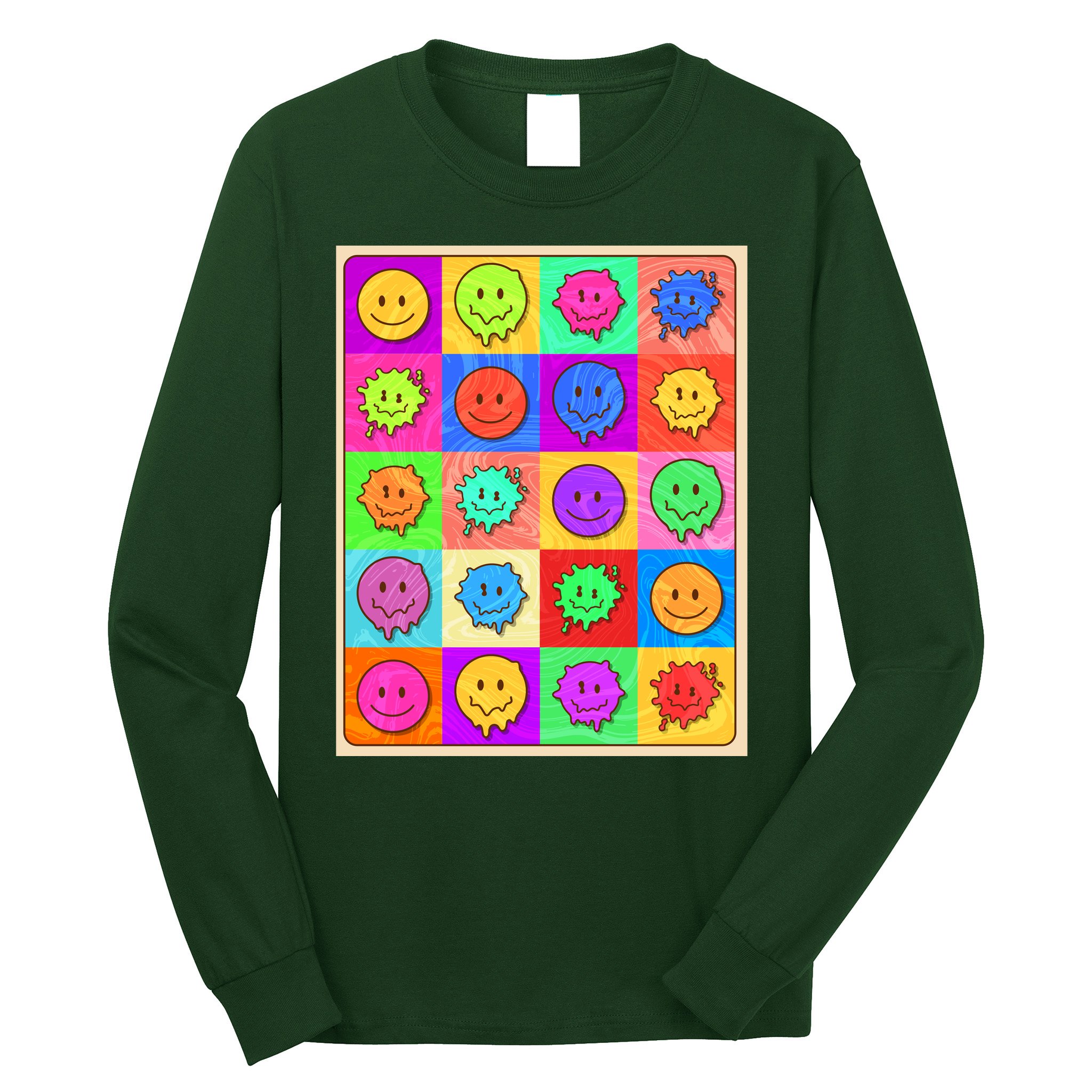 Funny Retro Trippy Smiley Pop Art Poster Long Sleeve Shirt