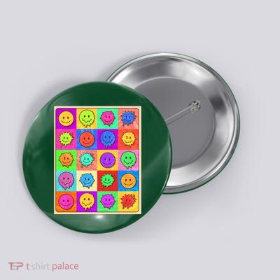 Funny Retro Trippy Smiley Pop Art Poster Button