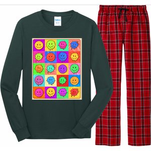 Funny Retro Trippy Smiley Pop Art Poster Long Sleeve Pajama Set