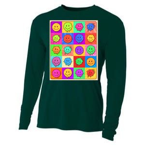 Funny Retro Trippy Smiley Pop Art Poster Cooling Performance Long Sleeve Crew