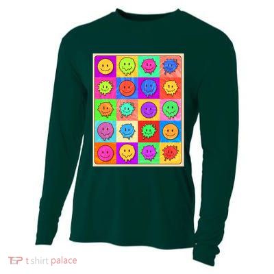 Funny Retro Trippy Smiley Pop Art Poster Cooling Performance Long Sleeve Crew