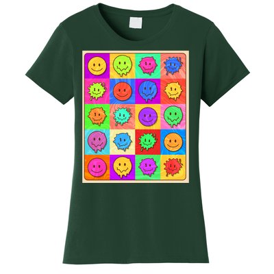 Funny Retro Trippy Smiley Pop Art Poster Women's T-Shirt