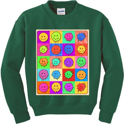 Funny Retro Trippy Smiley Pop Art Poster Kids Sweatshirt