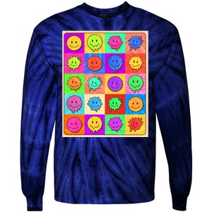 Funny Retro Trippy Smiley Pop Art Poster Tie-Dye Long Sleeve Shirt