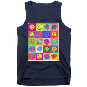 Funny Retro Trippy Smiley Pop Art Poster Tank Top