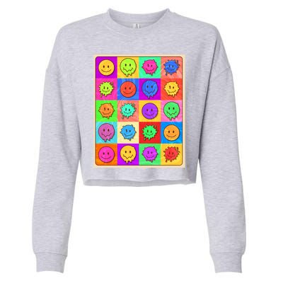 Funny Retro Trippy Smiley Pop Art Poster Cropped Pullover Crew