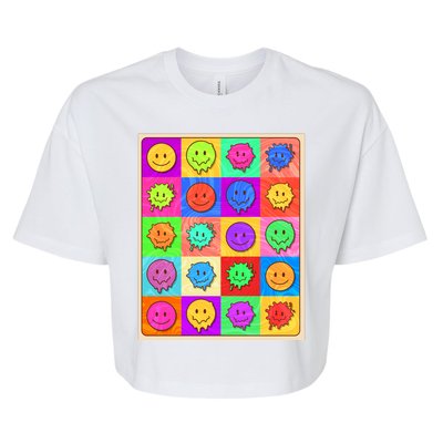 Funny Retro Trippy Smiley Pop Art Poster Bella+Canvas Jersey Crop Tee