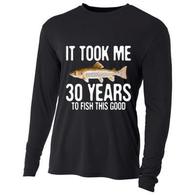 Funny Rainbow Trout Fishing 30th Birthday 30 Years To Fish Cooling Performance Long Sleeve Crew