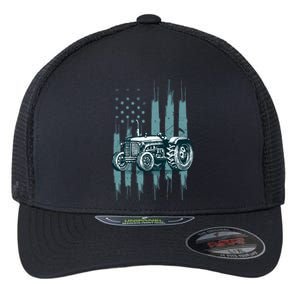 Farmer Rancher Truck Drive Driver Us Flag American Tractor Gift Flexfit Unipanel Trucker Cap