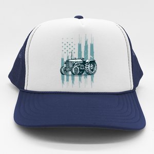 Farmer Rancher Truck Drive Driver Us Flag American Tractor Gift Trucker Hat