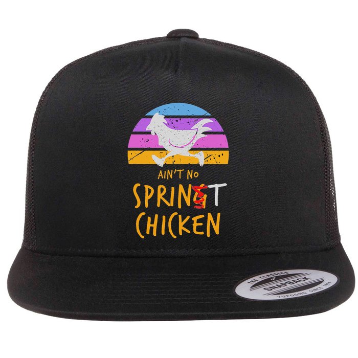 Funny Running Top AinT No Sprint Chicken Flat Bill Trucker Hat