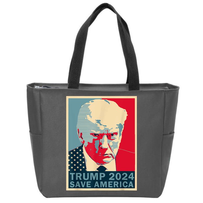 Funny Retro Trump MugShot 2024 Save America Trump Gift Zip Tote Bag