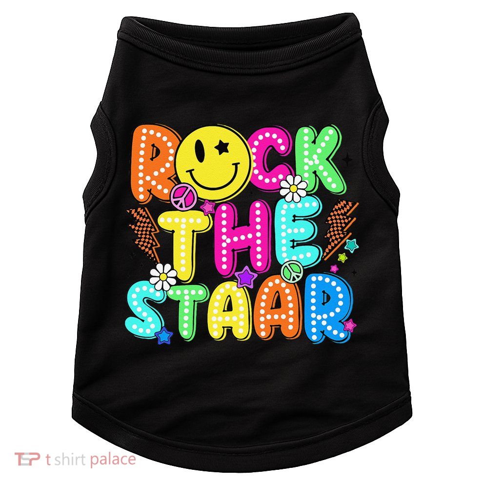 Funny Rock The Test Testing Day Teacher Student Motivational Doggie Tank