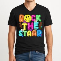 Funny Rock The Test Testing Day Teacher Student Motivational V-Neck T-Shirt