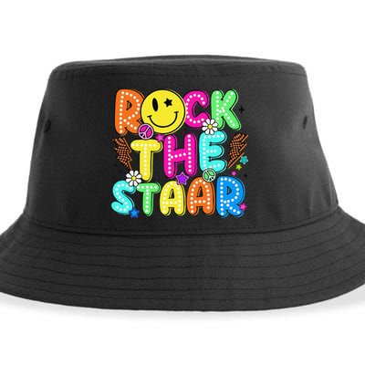 Funny Rock The Test Testing Day Teacher Student Motivational Sustainable Bucket Hat