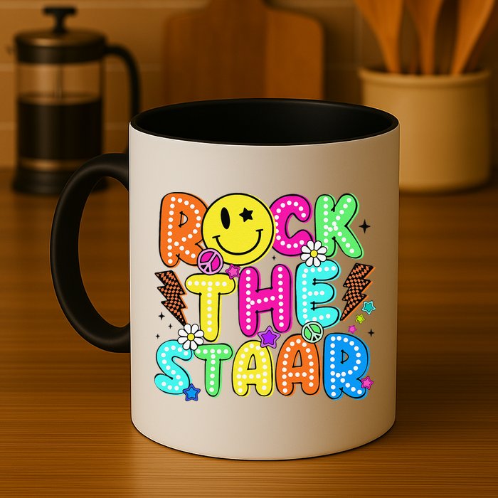 Funny Rock The Test Testing Day Teacher Student Motivational Mug