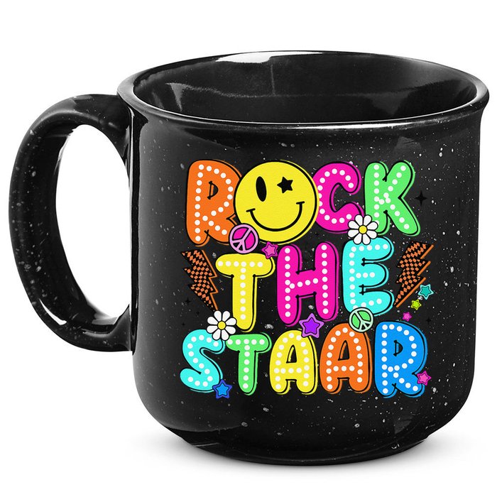 Funny Rock The Test Testing Day Teacher Student Motivational 15oz Campfire Ceramic Mug