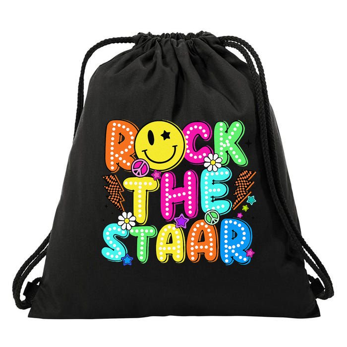 Funny Rock The Test Testing Day Teacher Student Motivational Drawstring Bag