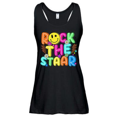 Funny Rock The Test Testing Day Teacher Student Motivational Ladies Essential Flowy Tank