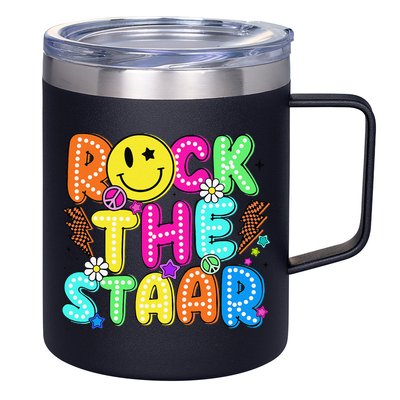 Funny Rock The Test Testing Day Teacher Student Motivational 12oz Stainless Steel Coffee Mug