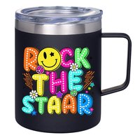 Funny Rock The Test Testing Day Teacher Student Motivational 12oz Stainless Steel Coffee Mug