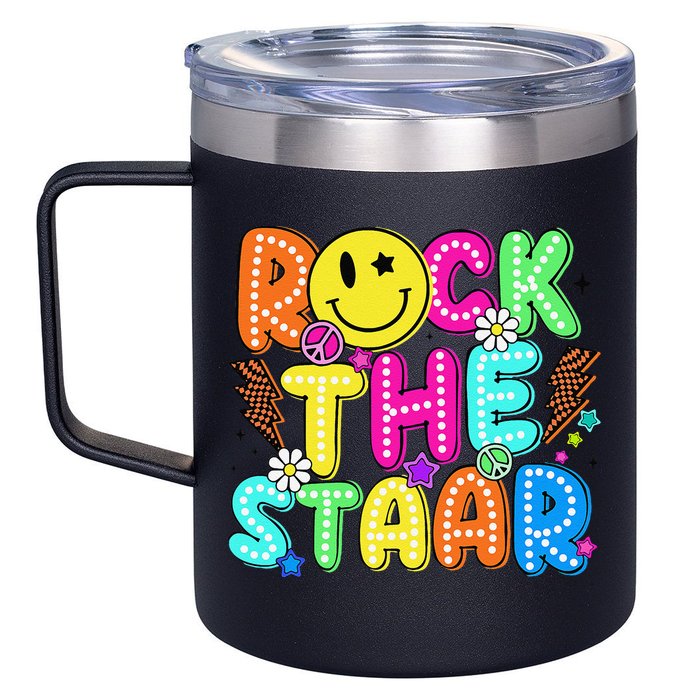 Funny Rock The Test Testing Day Teacher Student Motivational 12oz Stainless Steel Coffee Mug