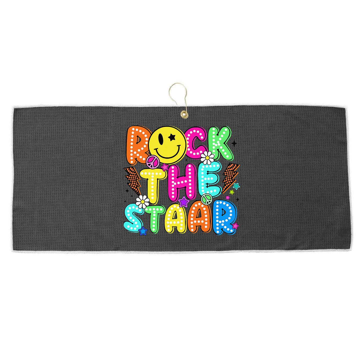 Funny Rock The Test Testing Day Teacher Student Motivational Large Microfiber Waffle Golf Towel