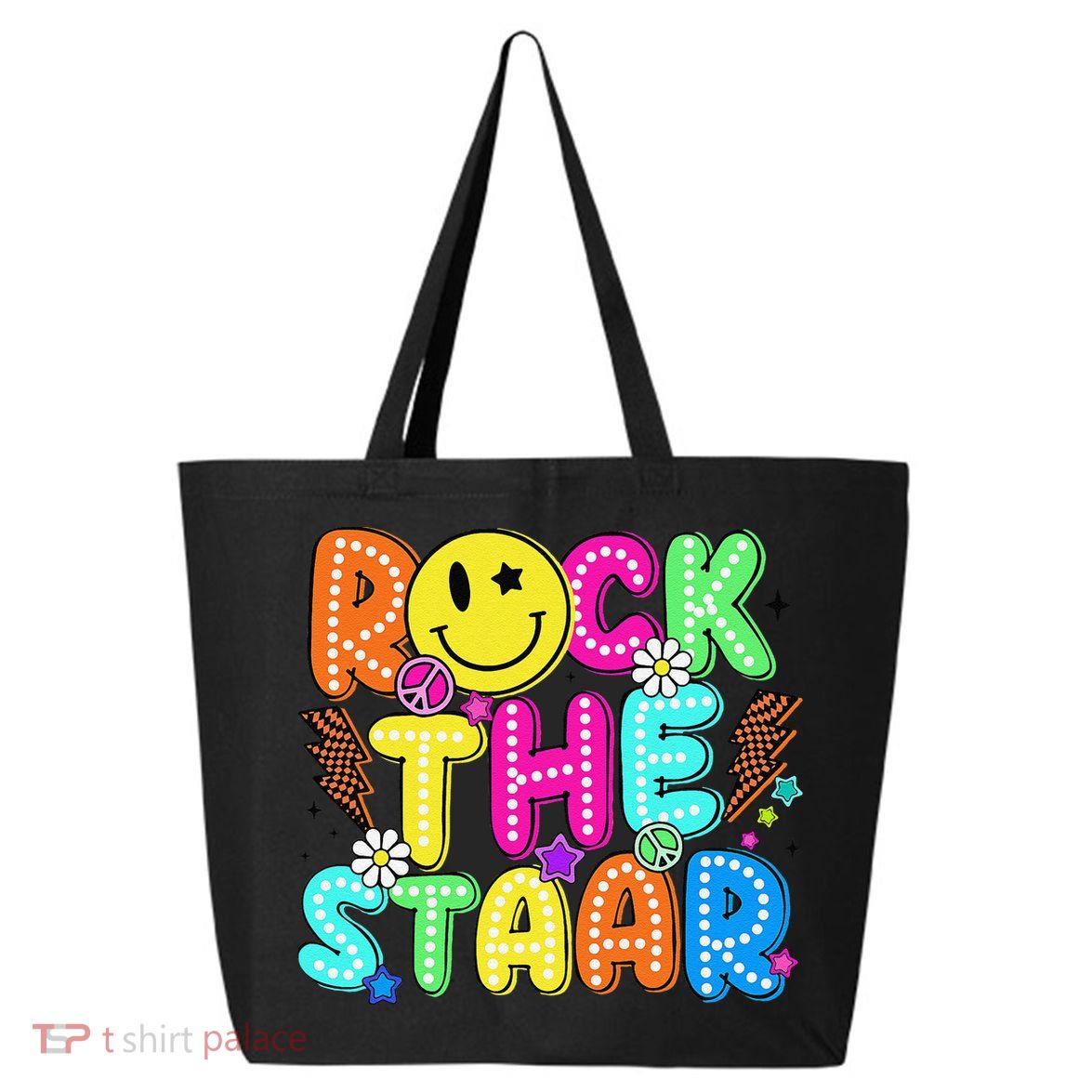 Funny Rock The Test Testing Day Teacher Student Motivational 25L Jumbo Tote