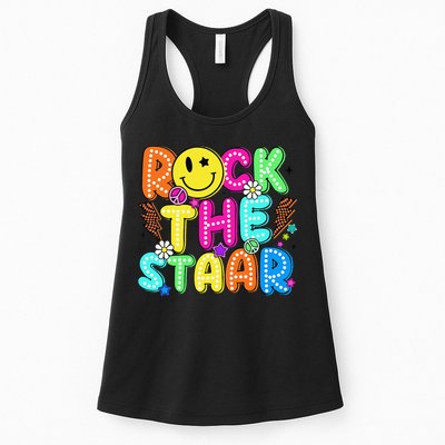 Funny Rock The Test Testing Day Teacher Student Motivational Womens Tank Top
