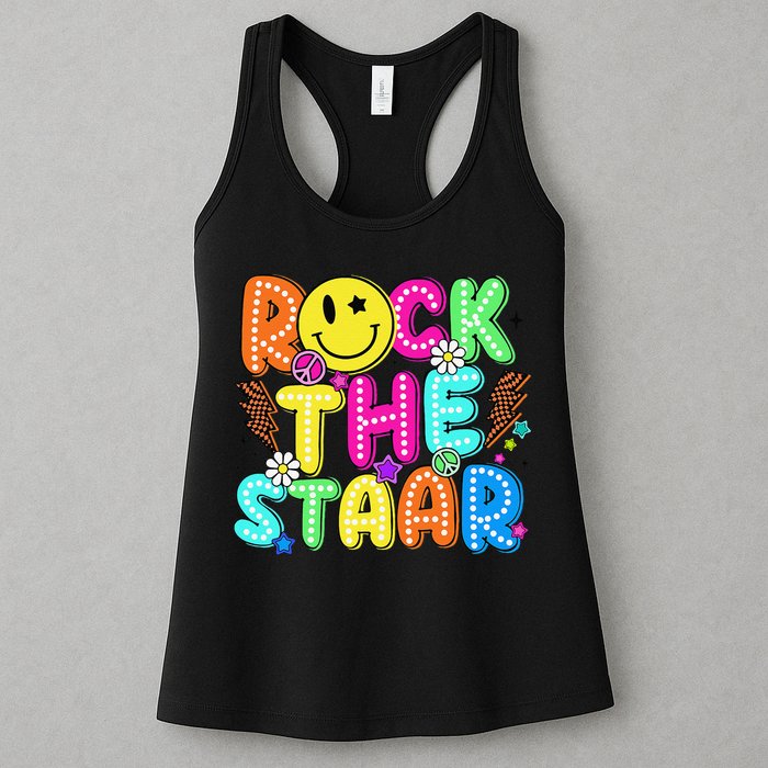 Funny Rock The Test Testing Day Teacher Student Motivational Womens Tank Top