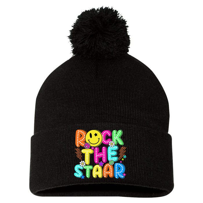 Funny Rock The Test Testing Day Teacher Student Motivational Pom Pom 12in Knit Beanie