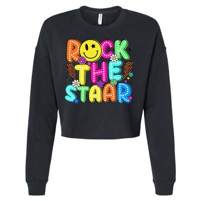 Funny Rock The Test Testing Day Teacher Student Motivational Cropped Pullover Crew