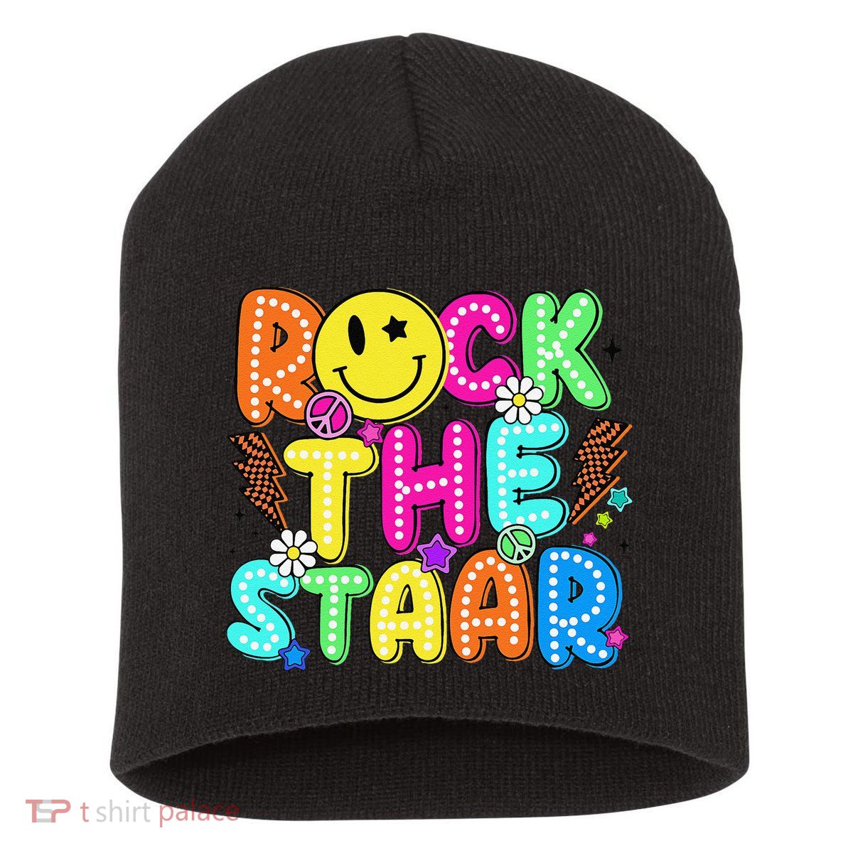 Funny Rock The Test Testing Day Teacher Student Motivational Short Acrylic Beanie