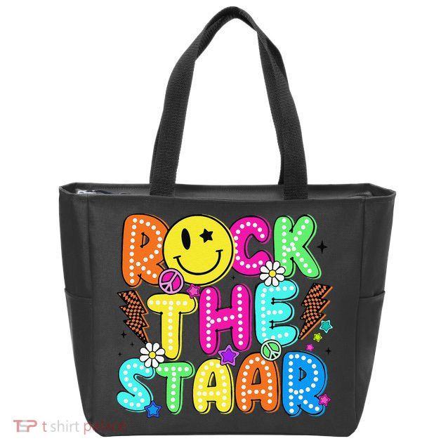 Funny Rock The Test Testing Day Teacher Student Motivational Zip Tote Bag