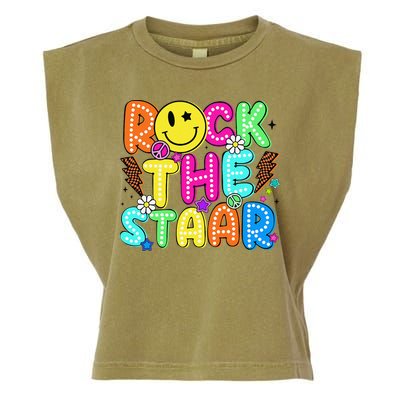 Funny Rock The Test Testing Day Teacher Student Motivational Garment-Dyed Women's Muscle Tee